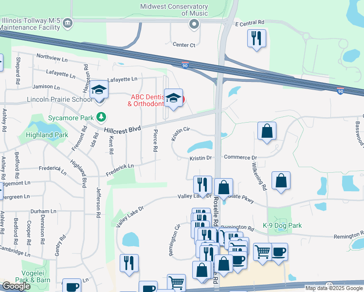 map of restaurants, bars, coffee shops, grocery stores, and more near 1750 Sleepy Hollow Court in Schaumburg