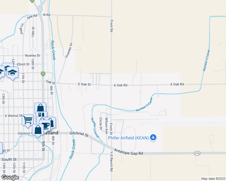 map of restaurants, bars, coffee shops, grocery stores, and more near 1202 Front Street in Wheatland