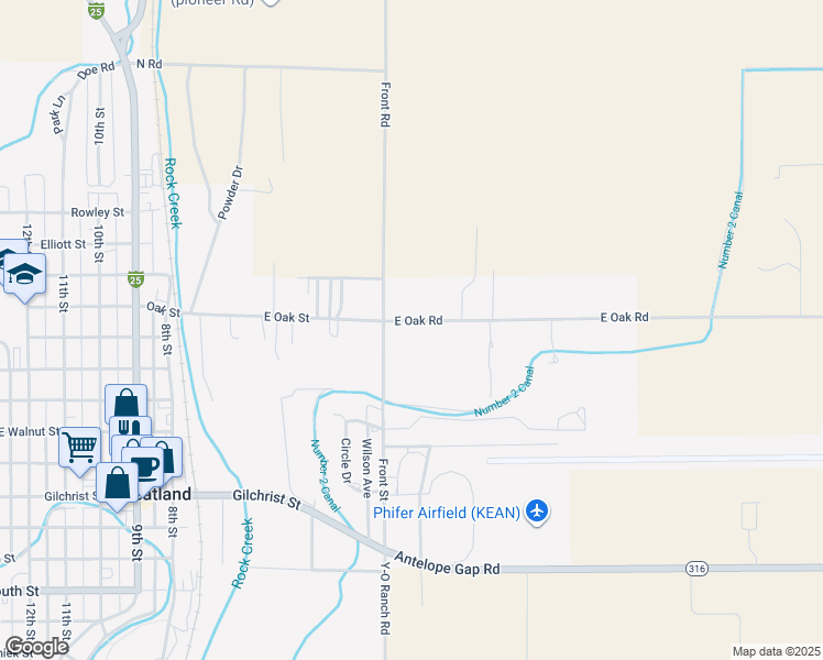 map of restaurants, bars, coffee shops, grocery stores, and more near 1202 Front Street in Wheatland