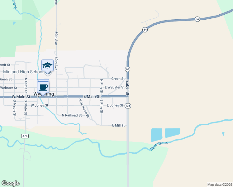 map of restaurants, bars, coffee shops, grocery stores, and more near 101-199 Prospect Street in Wyoming