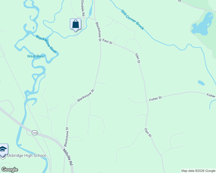 map of restaurants, bars, coffee shops, grocery stores, and more near 24 Kettle Hill Rd in Uxbridge