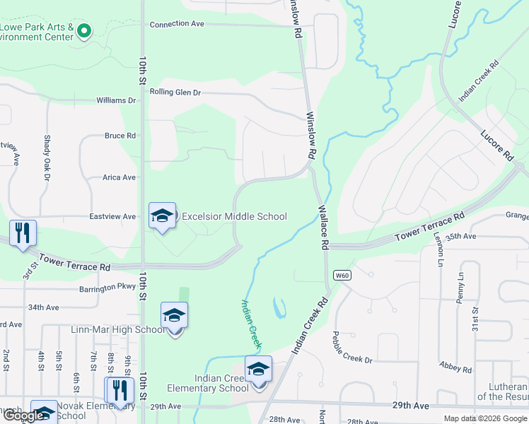 map of restaurants, bars, coffee shops, grocery stores, and more near 4002 Winslow Road in Marion