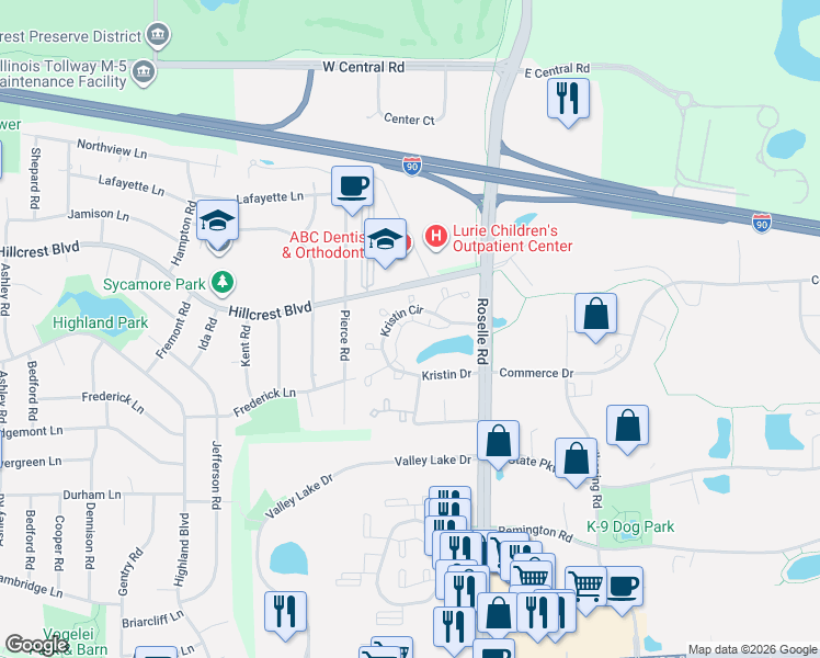 map of restaurants, bars, coffee shops, grocery stores, and more near 1750 Sleepy Hollow Court in Schaumburg