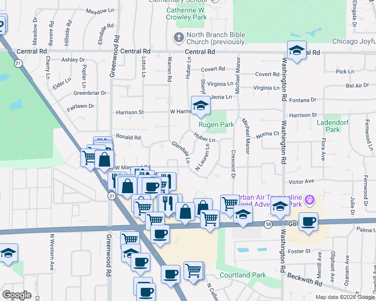 map of restaurants, bars, coffee shops, grocery stores, and more near 9903 Wendy Way in Niles