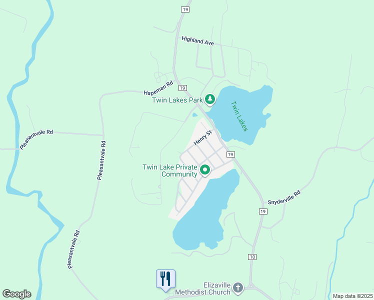map of restaurants, bars, coffee shops, grocery stores, and more near 33 Henry St in Elizaville