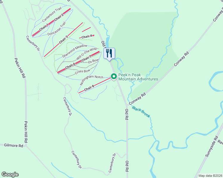 map of restaurants, bars, coffee shops, grocery stores, and more near 4427 Old Road in Clymer