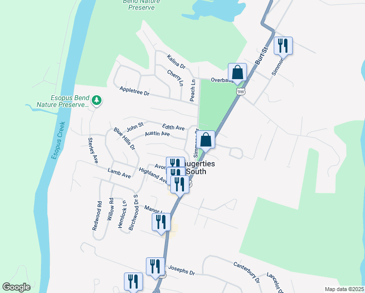 map of restaurants, bars, coffee shops, grocery stores, and more near 8 Morris Street in Saugerties