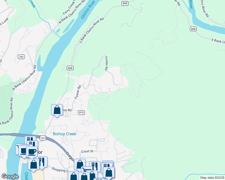map of restaurants, bars, coffee shops, grocery stores, and more near 16951 Crown Terrace in Brookings