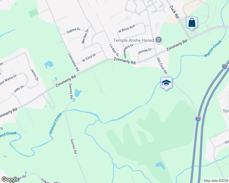 map of restaurants, bars, coffee shops, grocery stores, and more near 3105 Zimmerly Road in Erie