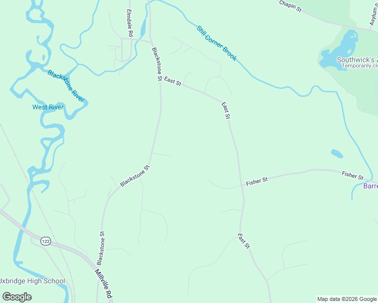 map of restaurants, bars, coffee shops, grocery stores, and more near 24 Kettle Hill Road in Uxbridge