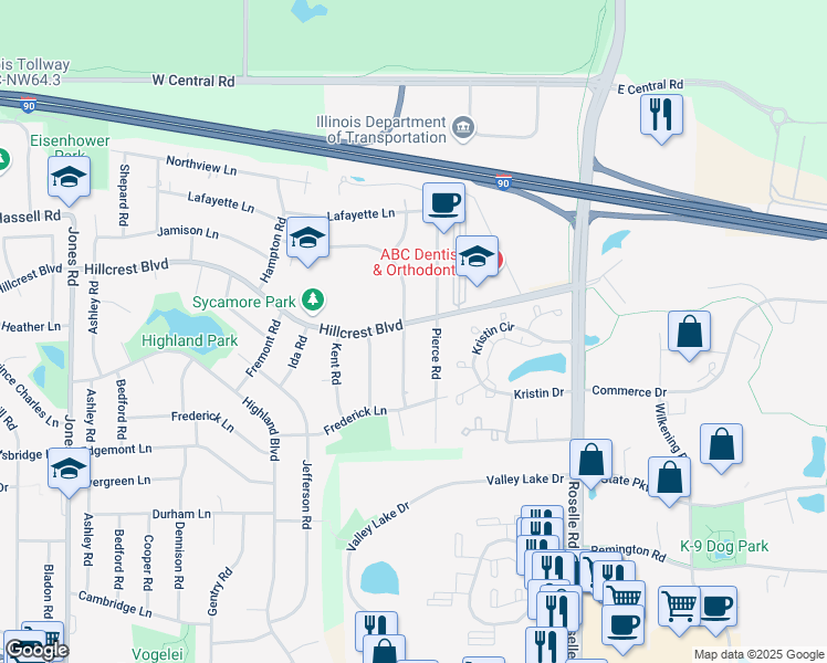 map of restaurants, bars, coffee shops, grocery stores, and more near 1775 North Newport Road in Hoffman Estates