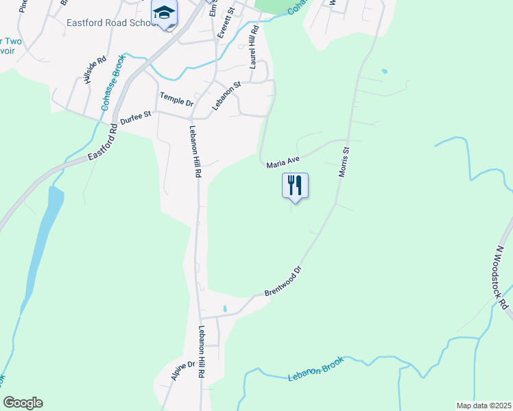 map of restaurants, bars, coffee shops, grocery stores, and more near 171 Lebanon Hill Road in Southbridge