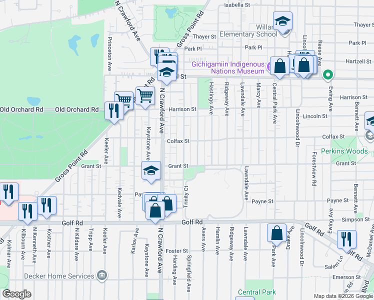 map of restaurants, bars, coffee shops, grocery stores, and more near 2328 Prospect Avenue in Evanston