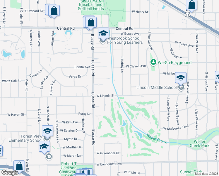 map of restaurants, bars, coffee shops, grocery stores, and more near 1 Rob Road in Mount Prospect