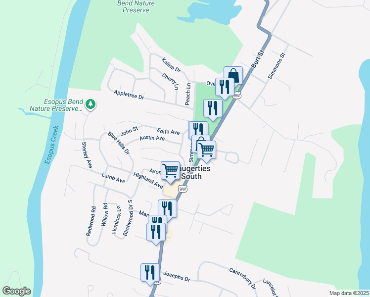 map of restaurants, bars, coffee shops, grocery stores, and more near 8 Morris Street in Saugerties