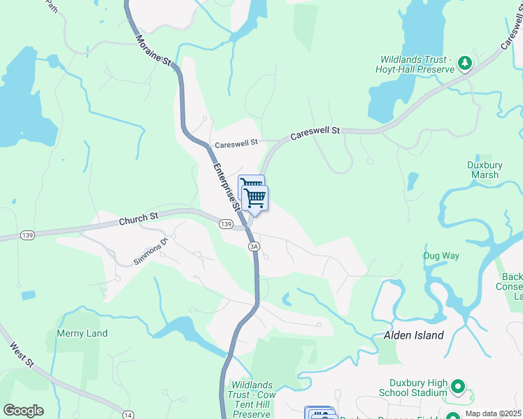 map of restaurants, bars, coffee shops, grocery stores, and more near 1515 Tremont Street in Duxbury