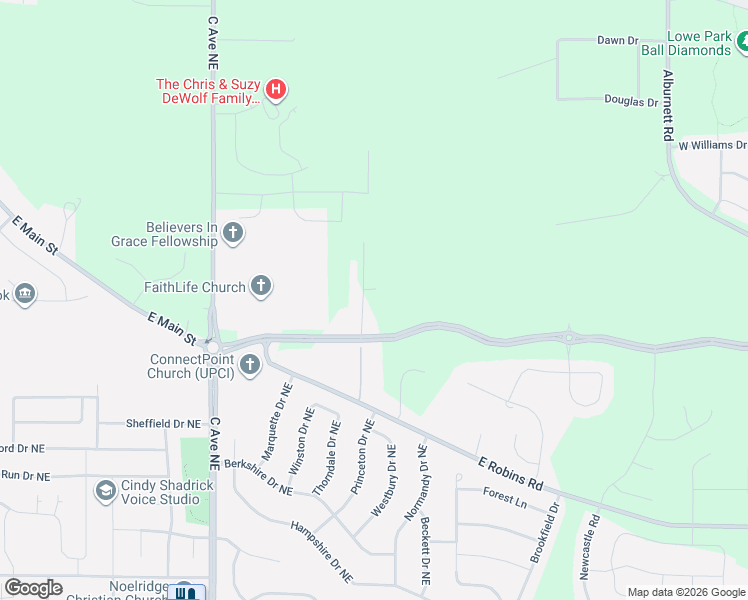 map of restaurants, bars, coffee shops, grocery stores, and more near 3801 Meadowknolls Road in Marion