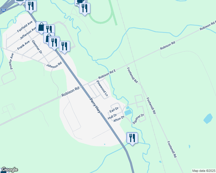 map of restaurants, bars, coffee shops, grocery stores, and more near 2-200 Applewood Lane in Erie