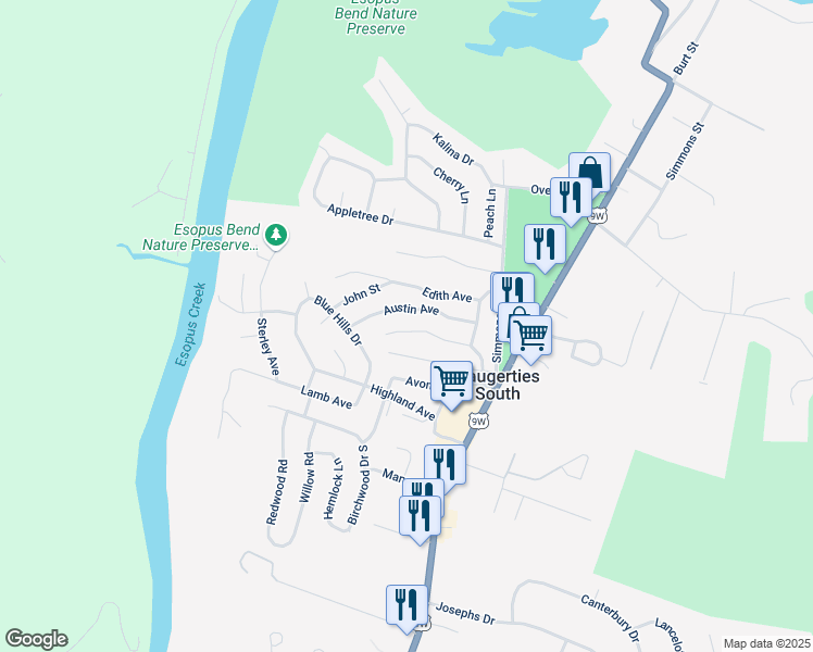 map of restaurants, bars, coffee shops, grocery stores, and more near 20 Louis Avenue in Saugerties