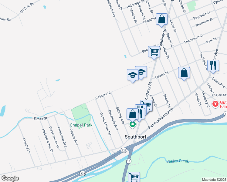 map of restaurants, bars, coffee shops, grocery stores, and more near 1201 E Elmira St in Pine City