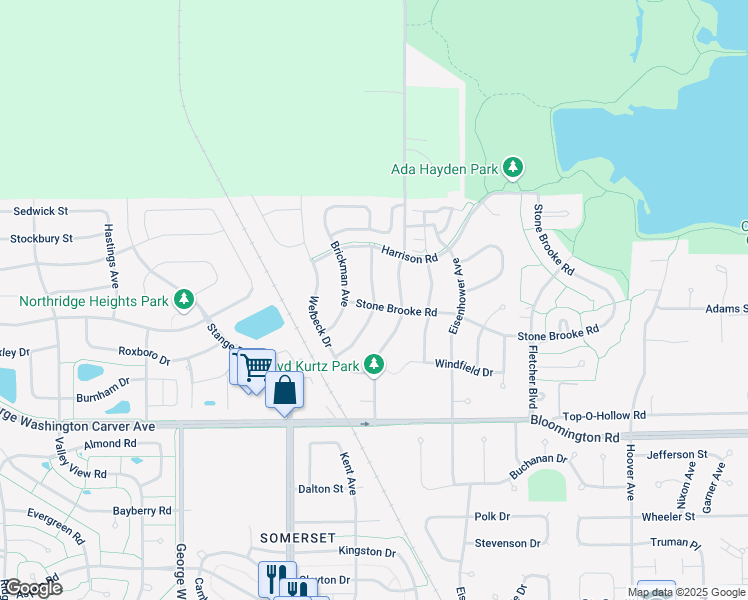 map of restaurants, bars, coffee shops, grocery stores, and more near 3906 Westlawn Drive in Ames