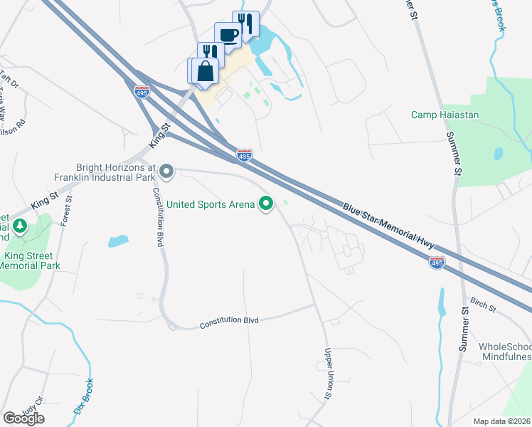 map of restaurants, bars, coffee shops, grocery stores, and more near 837 Upper Union Street in Franklin