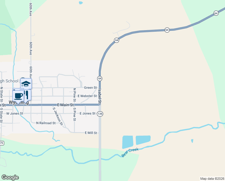 map of restaurants, bars, coffee shops, grocery stores, and more near in Wyoming