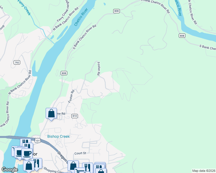 map of restaurants, bars, coffee shops, grocery stores, and more near 16951 Crown Terrace in Brookings