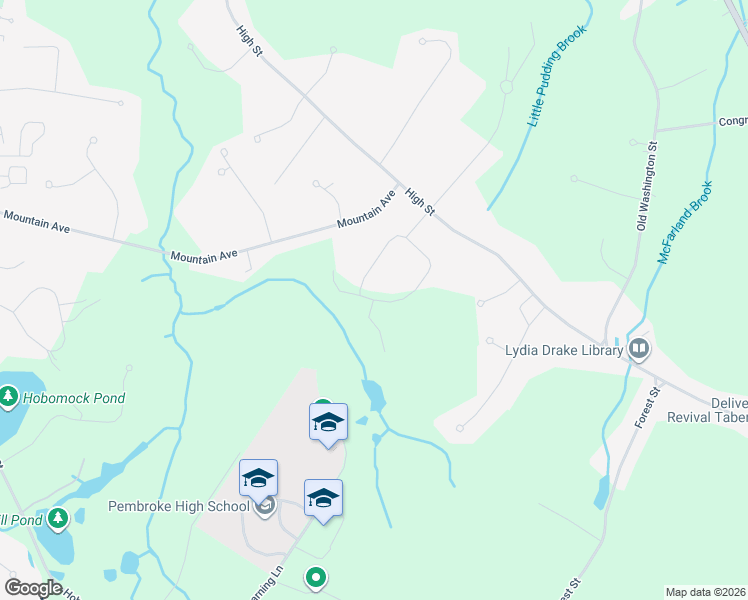 map of restaurants, bars, coffee shops, grocery stores, and more near Old Cart Path Lane in Pembroke