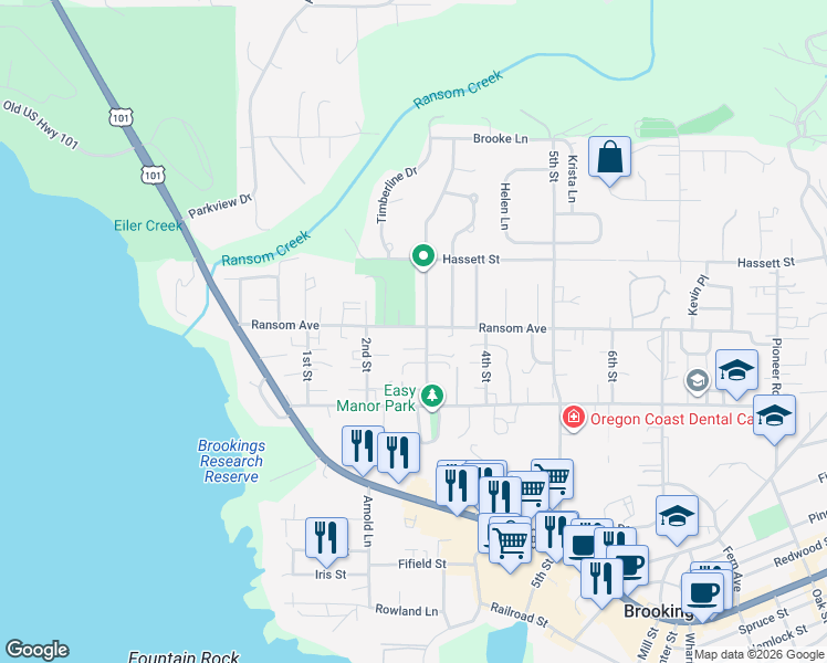 map of restaurants, bars, coffee shops, grocery stores, and more near 738 3rd Street in Brookings