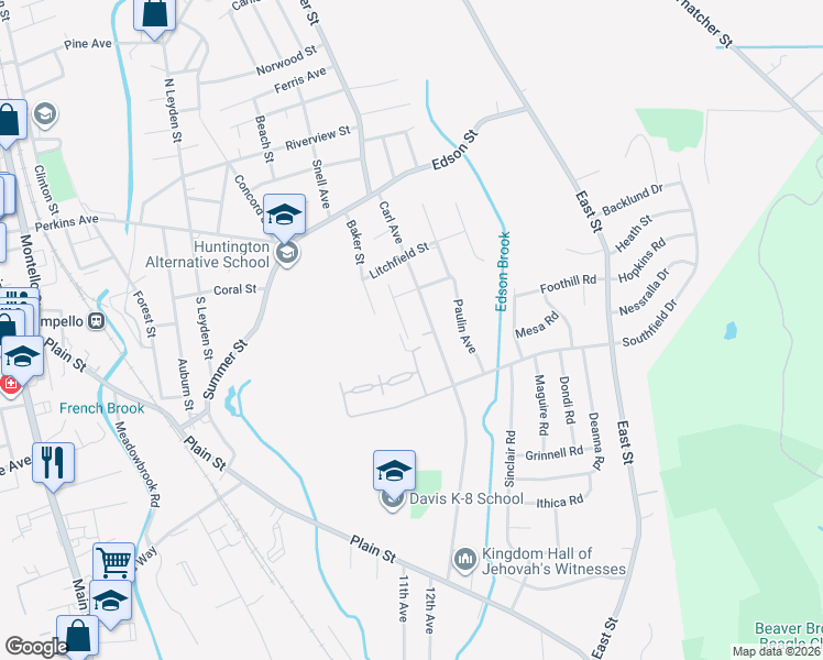 map of restaurants, bars, coffee shops, grocery stores, and more near 52 Dunbar Street in Brockton