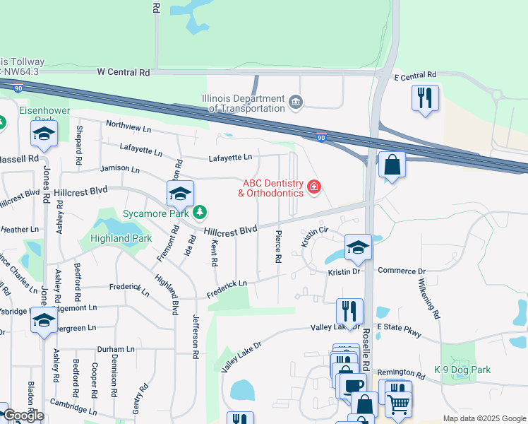 map of restaurants, bars, coffee shops, grocery stores, and more near 1775 North Newport Road in Hoffman Estates