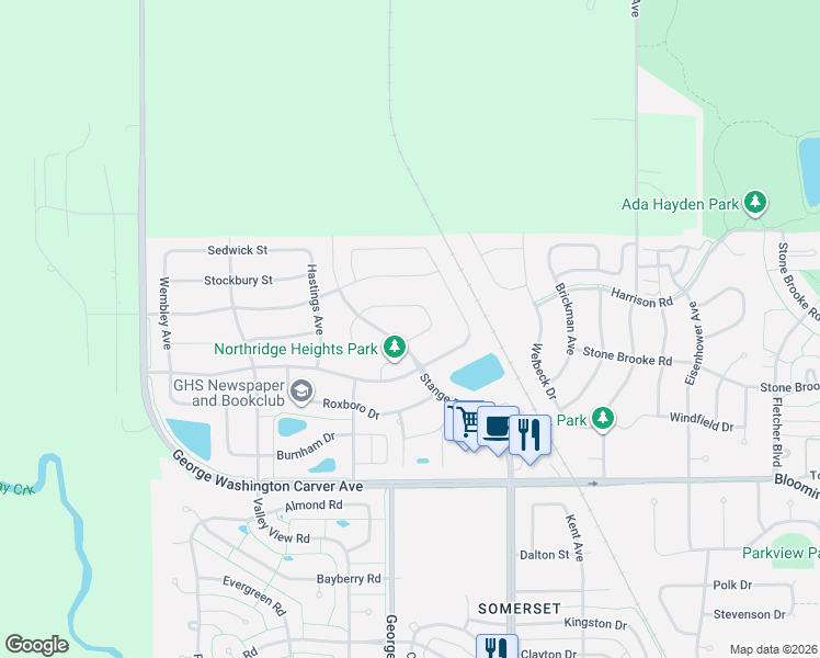 map of restaurants, bars, coffee shops, grocery stores, and more near 2805 Danbury Road in Ames