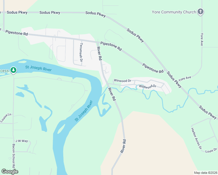 map of restaurants, bars, coffee shops, grocery stores, and more near 3100 River Road in Sodus Township