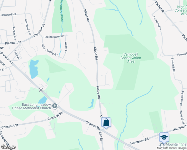 map of restaurants, bars, coffee shops, grocery stores, and more near 142 Kibbe Road in East Longmeadow
