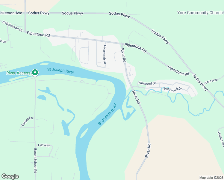 map of restaurants, bars, coffee shops, grocery stores, and more near 2133 Derfla Drive in St. Joseph