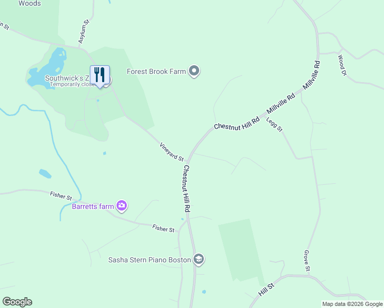 map of restaurants, bars, coffee shops, grocery stores, and more near 530 Chestnut Hill Road in Millville