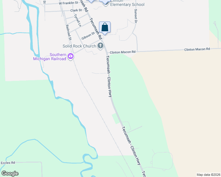 map of restaurants, bars, coffee shops, grocery stores, and more near 11801 Tecumseh - Clinton Highway in Clinton