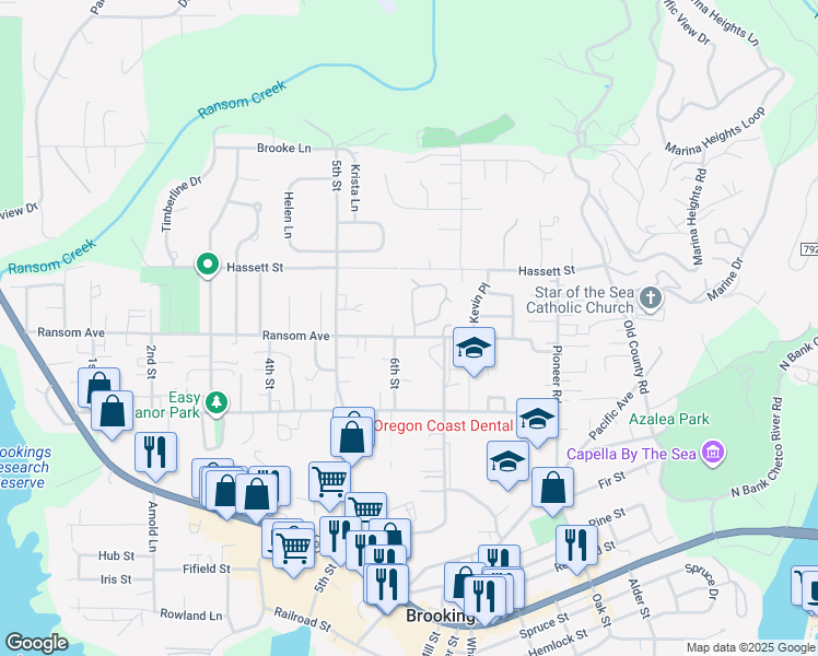 map of restaurants, bars, coffee shops, grocery stores, and more near 868 Brookhaven Drive in Harbor