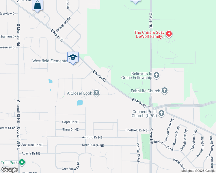 map of restaurants, bars, coffee shops, grocery stores, and more near 819-825 Palmyra Drive Northeast in Cedar Rapids