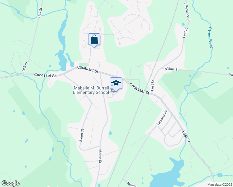 map of restaurants, bars, coffee shops, grocery stores, and more near 16 Morse Street in Foxborough