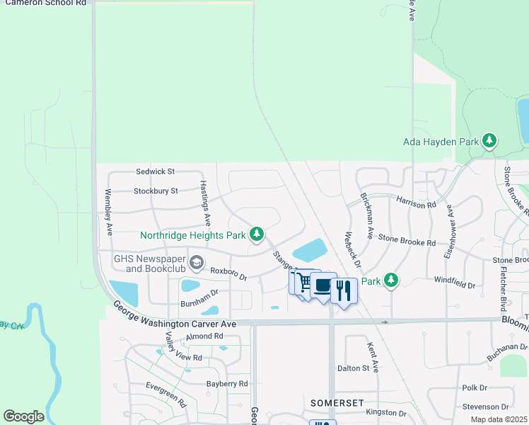 map of restaurants, bars, coffee shops, grocery stores, and more near 2805 Danbury Road in Ames