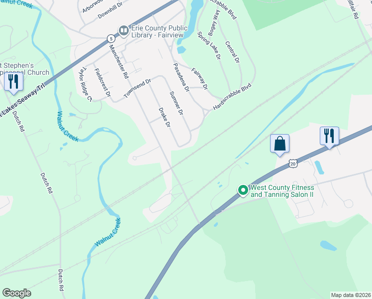 map of restaurants, bars, coffee shops, grocery stores, and more near 1527-1599 Pasadena Dr in Erie