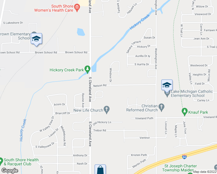 map of restaurants, bars, coffee shops, grocery stores, and more near 1565 Nelson Road in St. Joseph