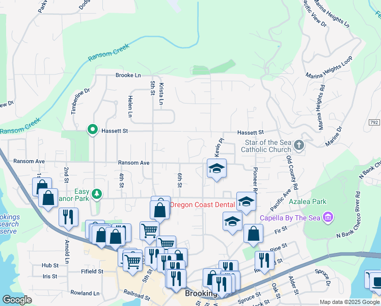 map of restaurants, bars, coffee shops, grocery stores, and more near 868 Brookhaven Drive in Harbor