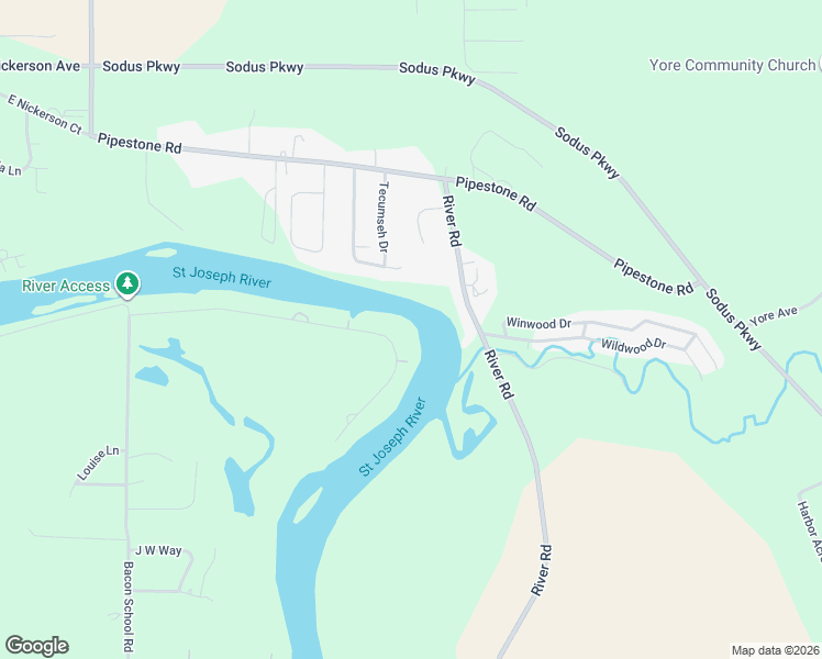map of restaurants, bars, coffee shops, grocery stores, and more near 2133 Derfla Drive in St. Joseph