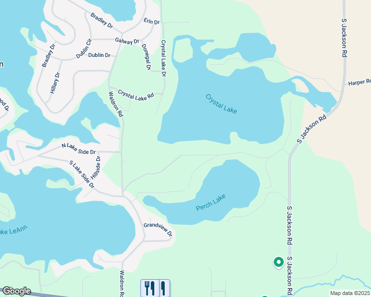 map of restaurants, bars, coffee shops, grocery stores, and more near 12298 Crystal Lake Drive in Cement City