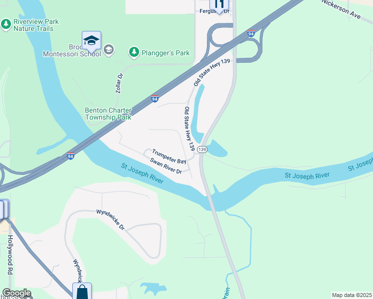 map of restaurants, bars, coffee shops, grocery stores, and more near 635 Cygnet Lake Drive in Benton Harbor