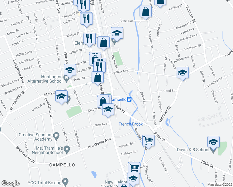 map of restaurants, bars, coffee shops, grocery stores, and more near 5 Terminal Place in Brockton