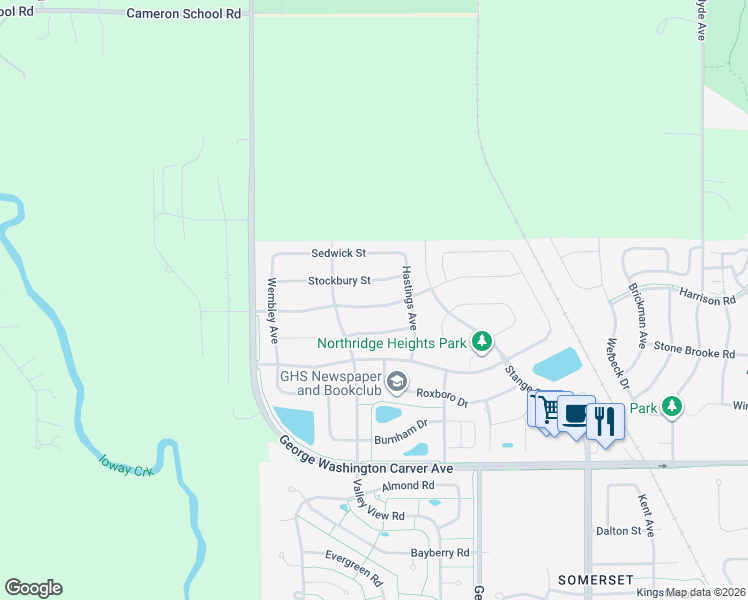 map of restaurants, bars, coffee shops, grocery stores, and more near 3101 Weston Drive in Ames